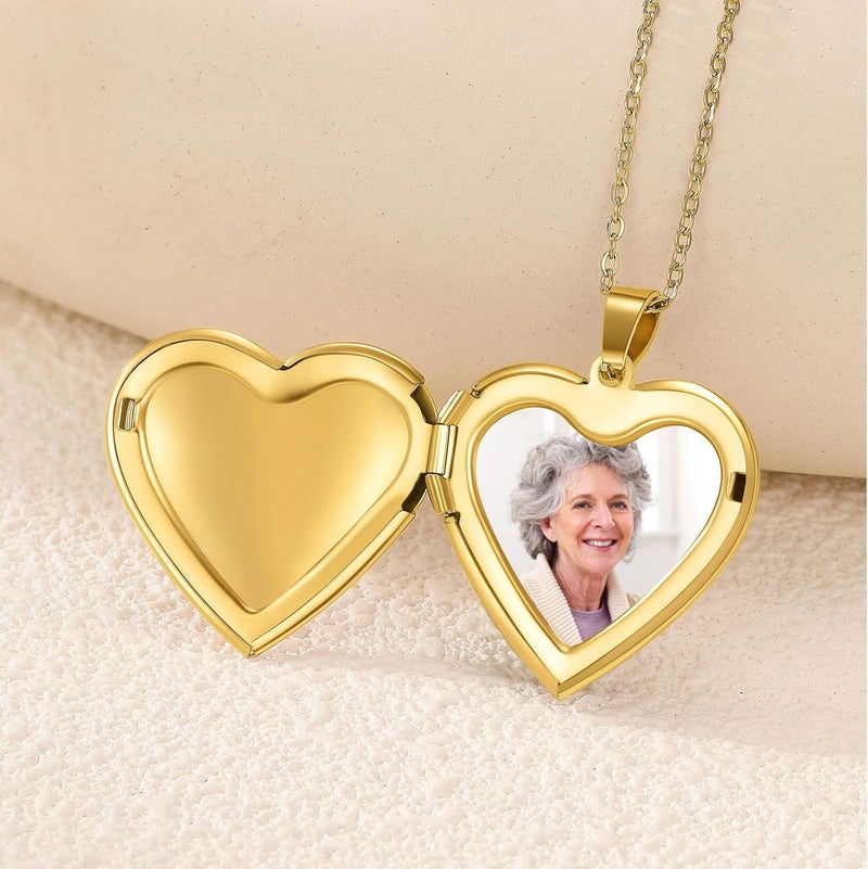 PHOCKSIN Locket Necklace for Women Black/Gold/Silver Locket Necklace Oval/Round/Heart Photo Necklace New Years Gifts for Girls - Image 4
